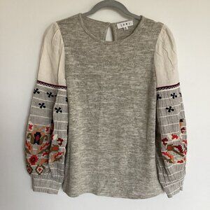 THML Embroidered Puff Sleeve Top Size X-Small